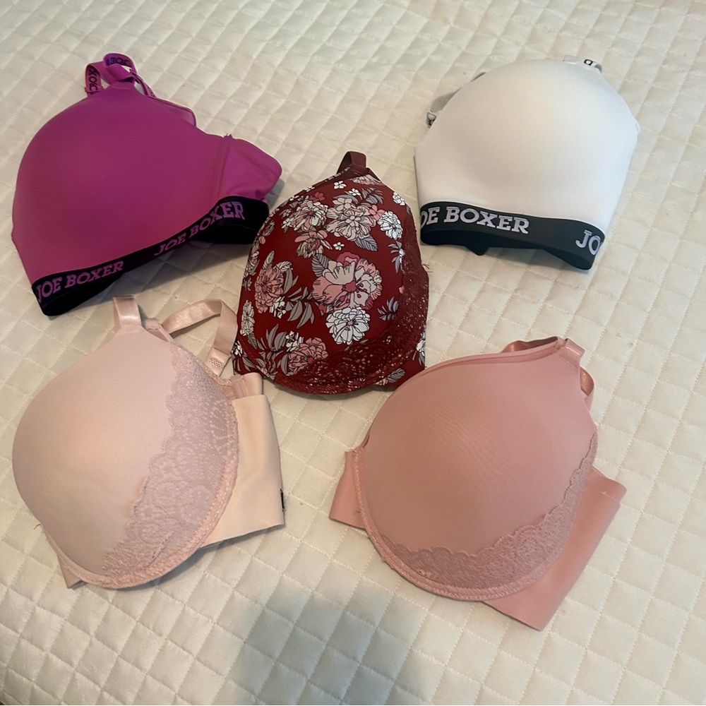 Joe Boxer Multi-Color Padded Bras - Pink, Plum, White, Burgundy